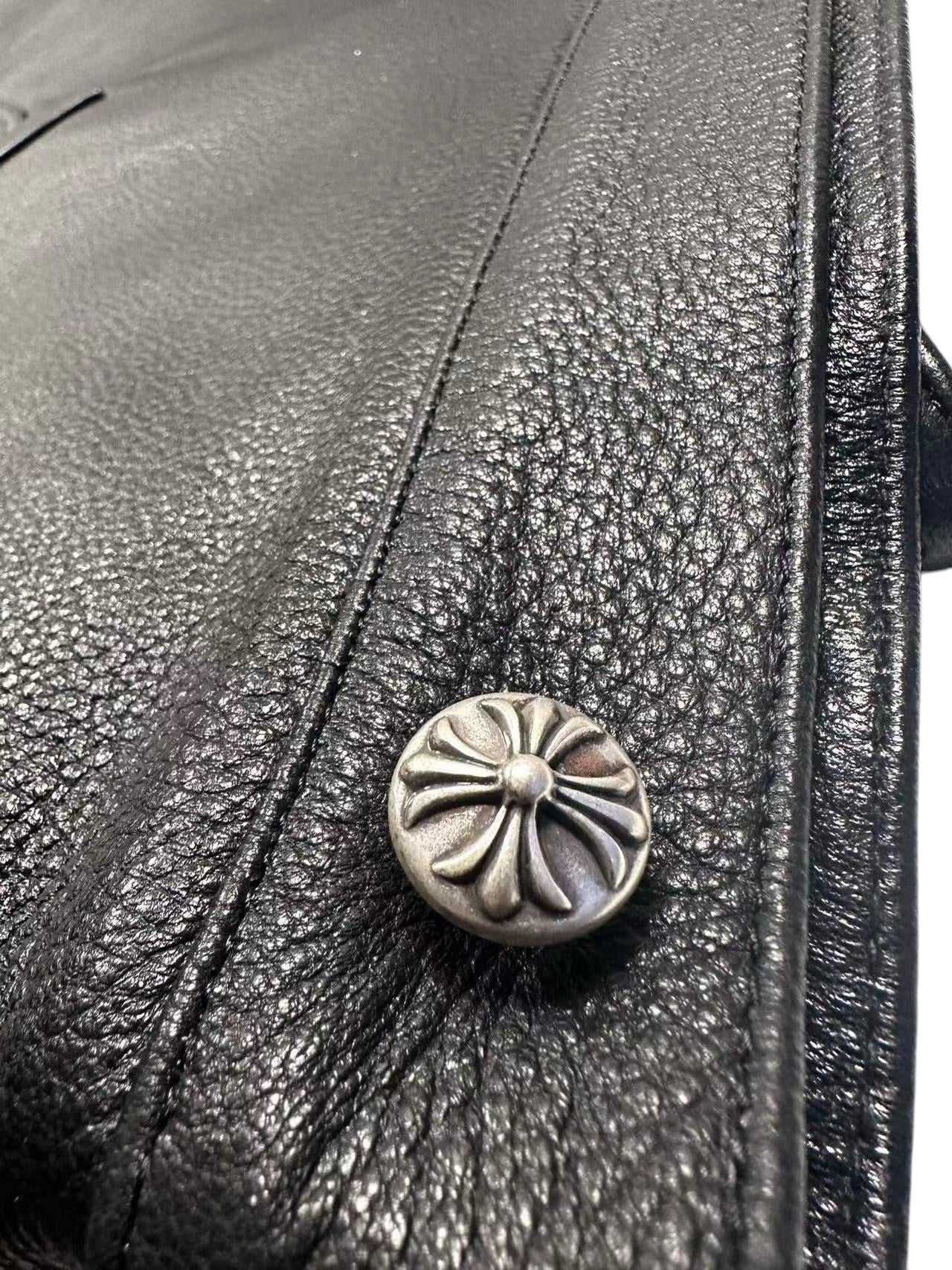 CHROME HEARTS FLORAL CROSS WESTERN LEATHER JACKET
