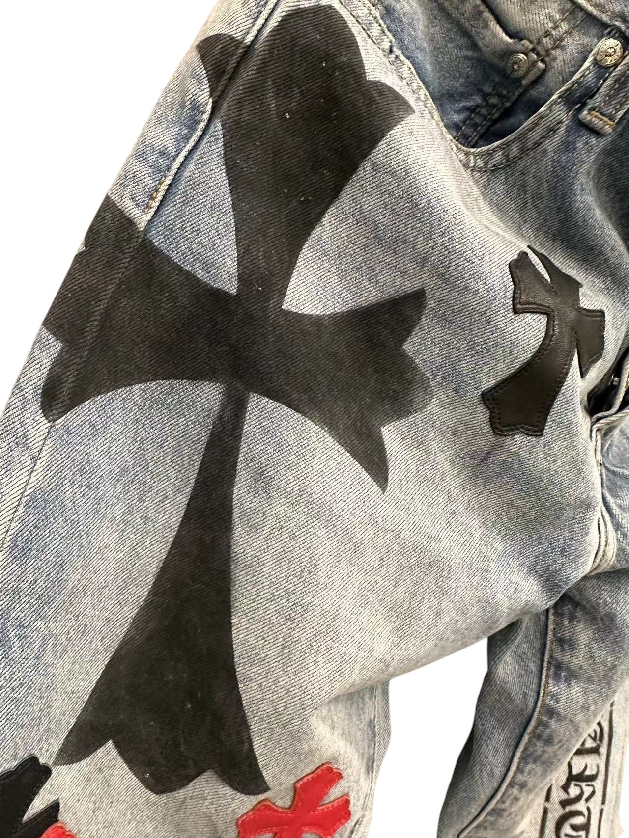 CHROME HEARTS BLOOD RED ANNIVERSARY LEVI DENIM