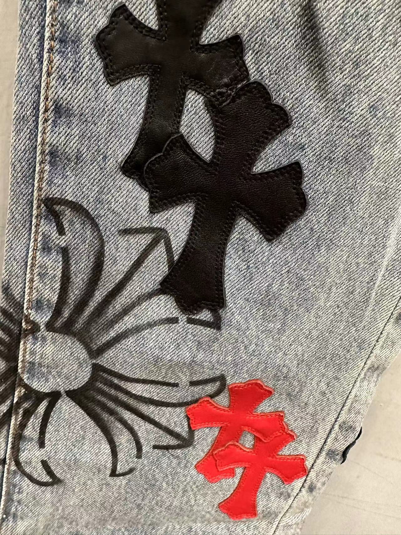 CHROME HEARTS BLOOD RED ANNIVERSARY LEVI DENIM