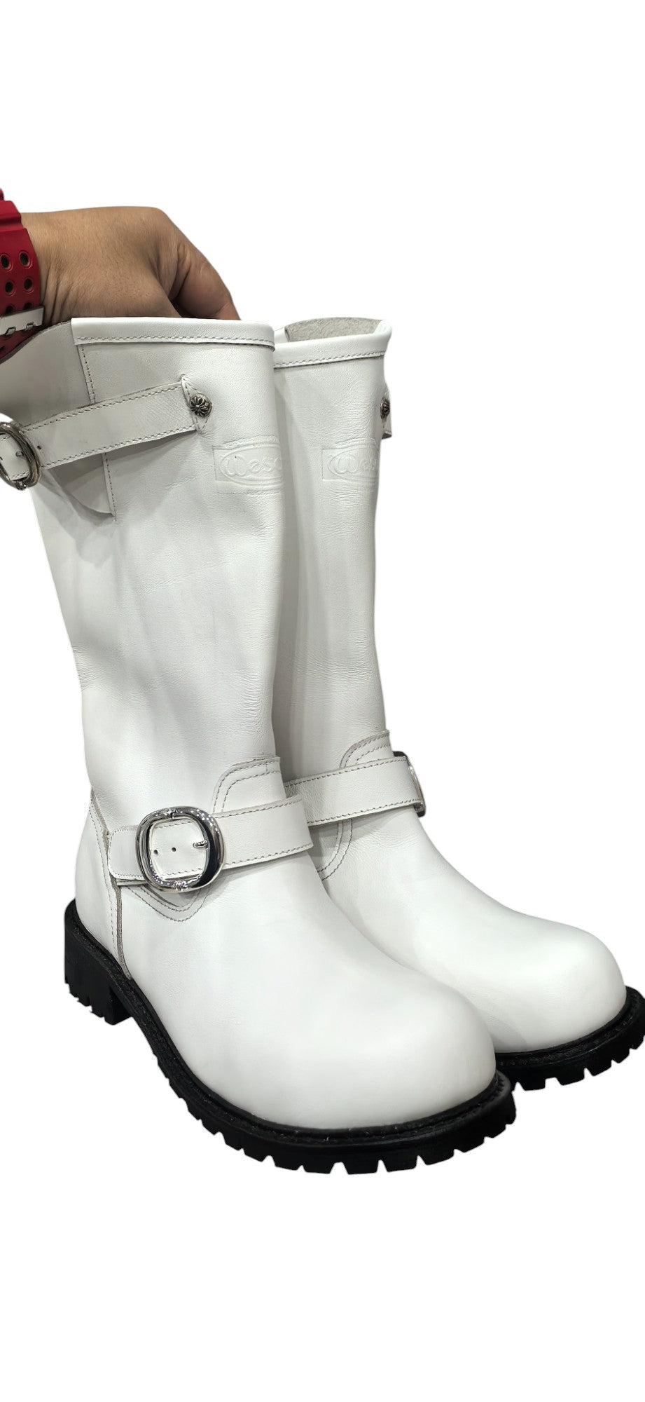 MILKY WHITE MUD BOOTS CHROME HEARTS