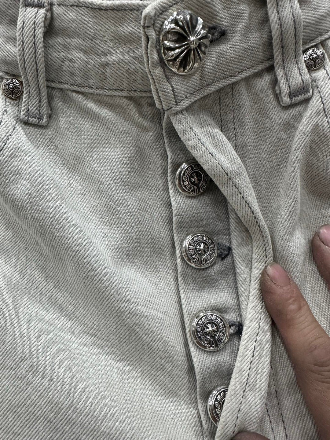 CHROME HEARTS VINTAGE RARE SILVER PATCHED VALENTINE DENIM