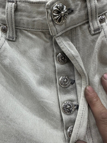 CHROME HEARTS VINTAGE RARE SILVER PATCHED VALENTINE DENIM
