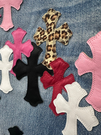 CHROME HEARTS LEOPARD PINK PATCH DENIM SIZE 32