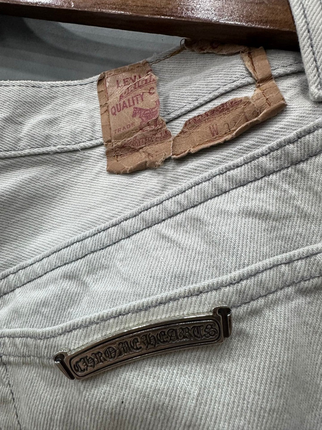CHROME HEARTS VINTAGE RARE SILVER PATCHED VALENTINE DENIM