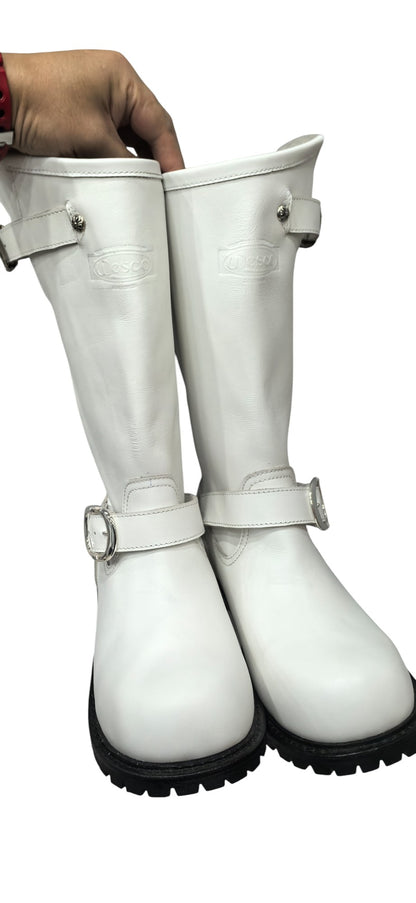 MILKY WHITE MUD BOOTS CHROME HEARTS