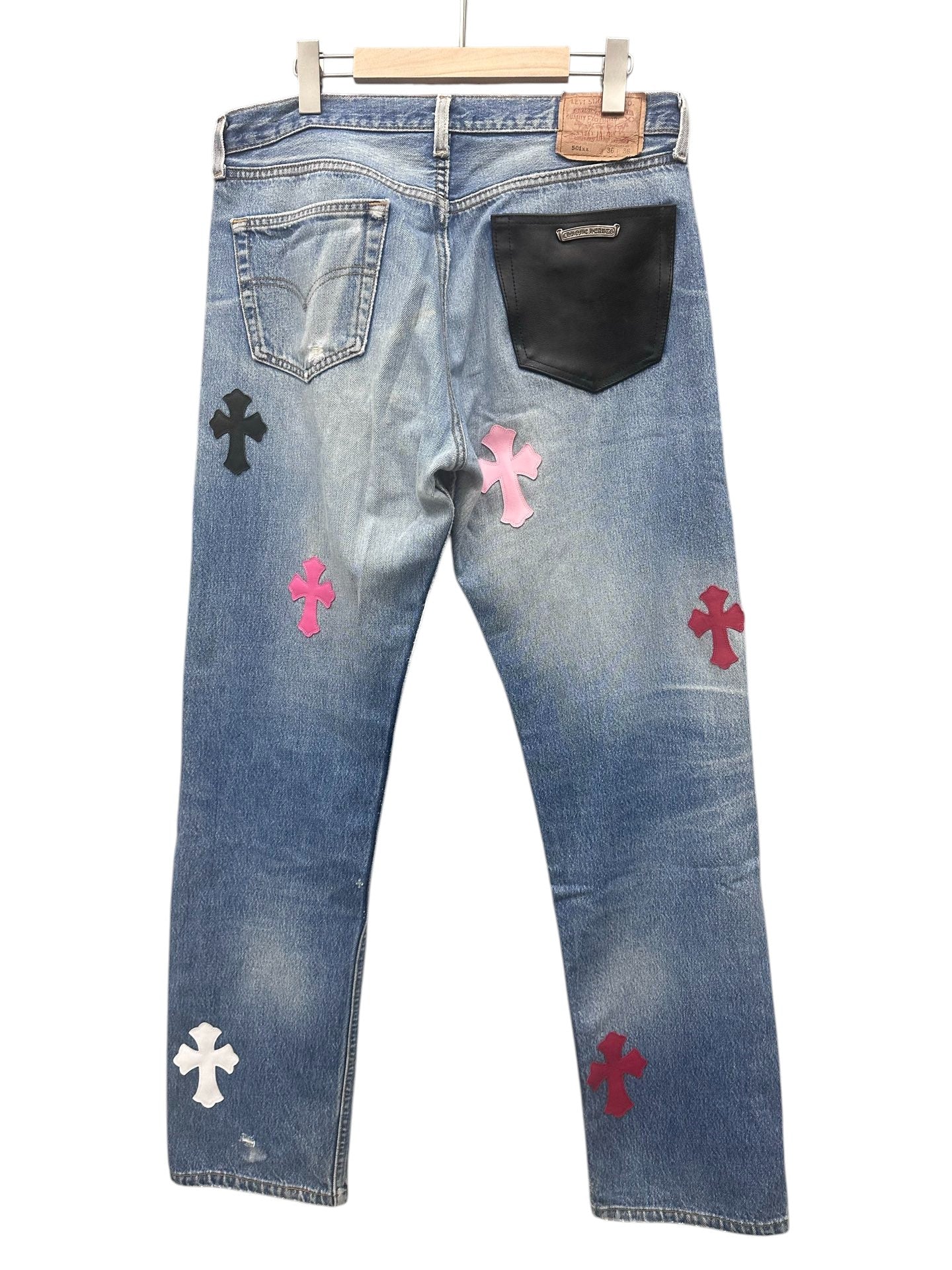 CHROME HEARTS LEOPARD PINK PATCH DENIM SIZE 32