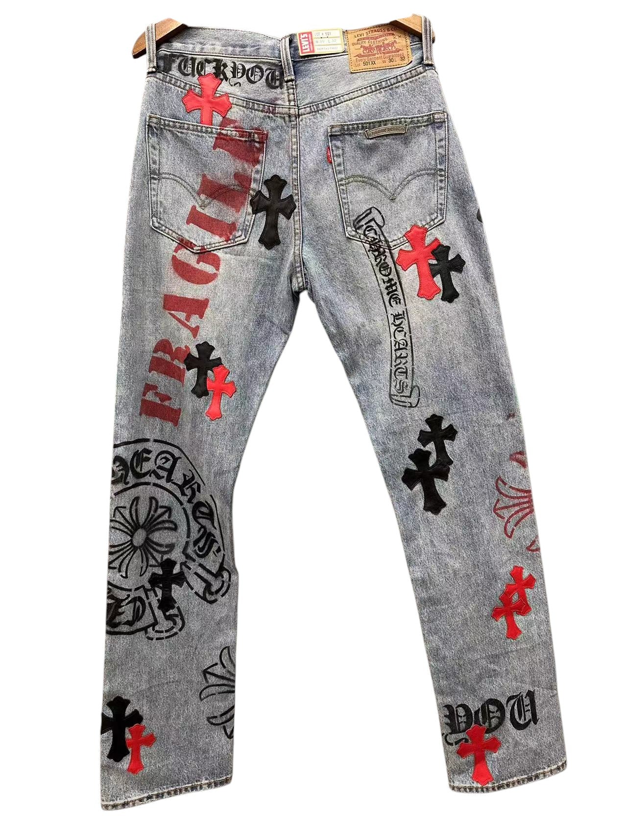 CHROME HEARTS BLOOD RED ANNIVERSARY LEVI DENIM
