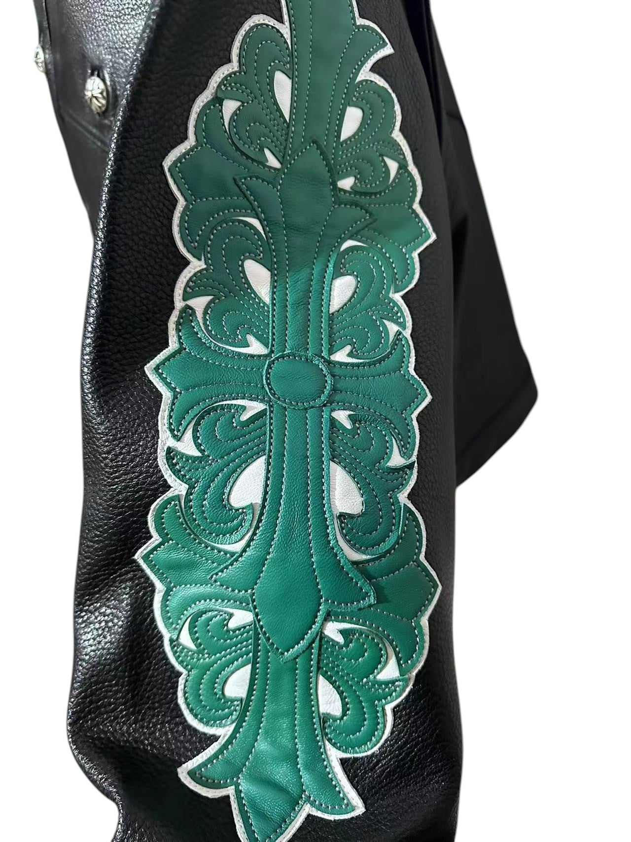CHROME HEARTS FLORAL CROSS WESTERN LEATHER JACKET