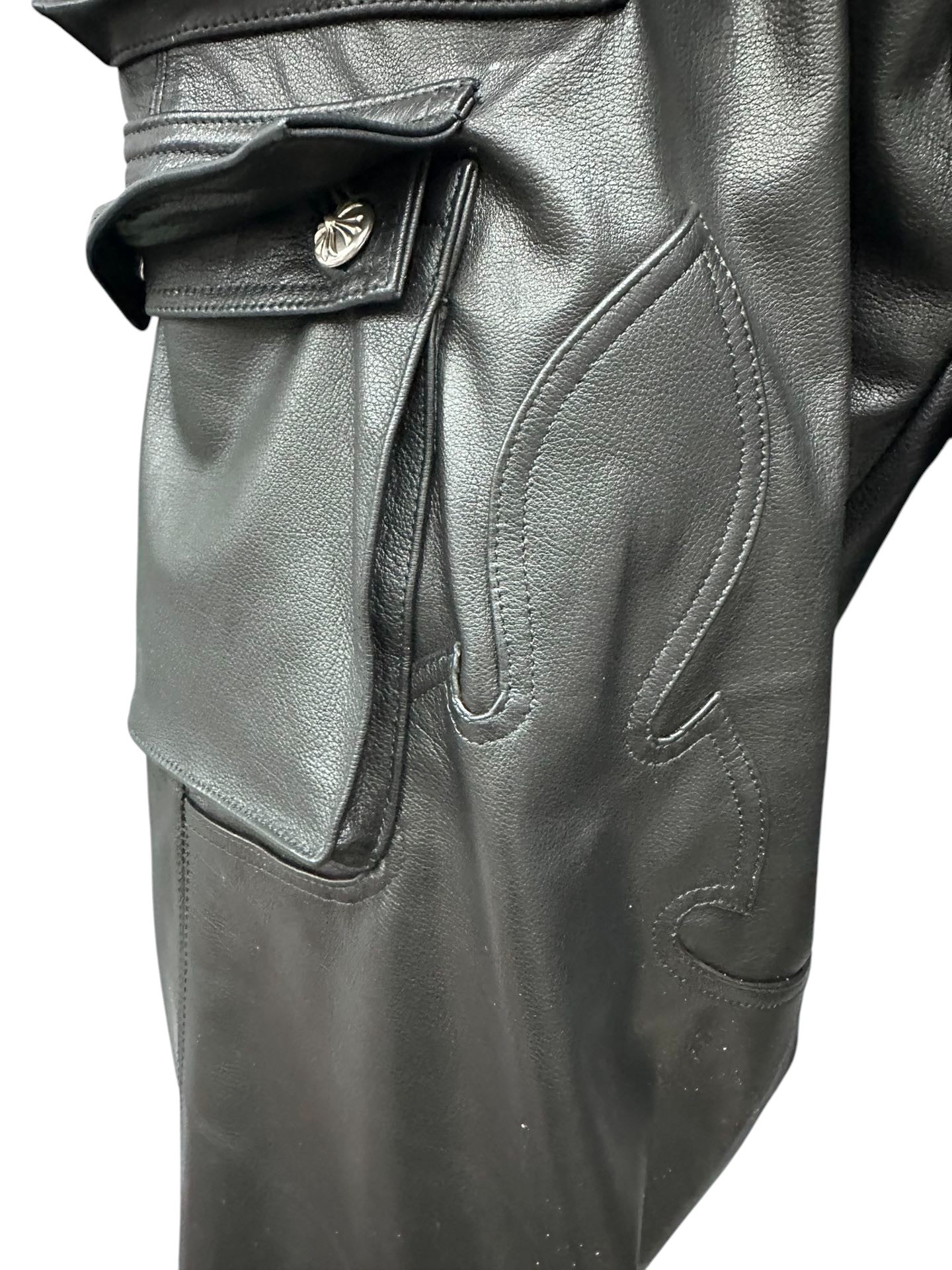CHROME HEARTS LEATHER CARGO UTILITY PANTS SIZE 33