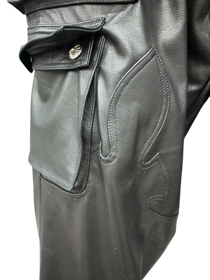 CHROME HEARTS LEATHER CARGO UTILITY PANTS SIZE 33