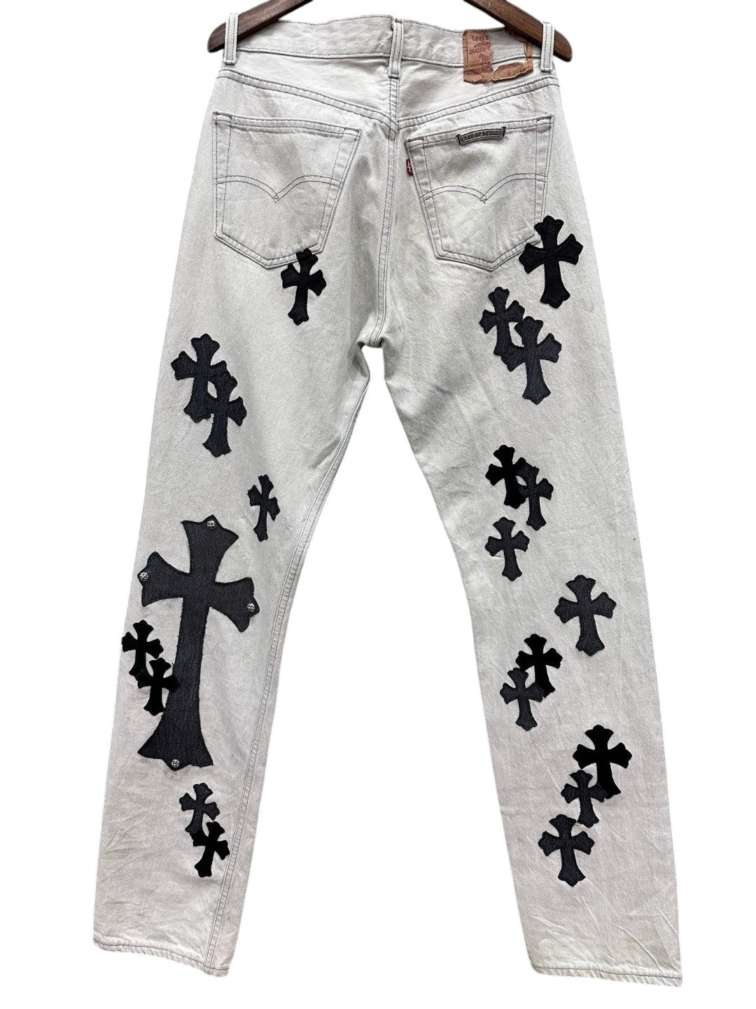 CHROME HEARTS VINTAGE RARE SILVER PATCHED VALENTINE DENIM