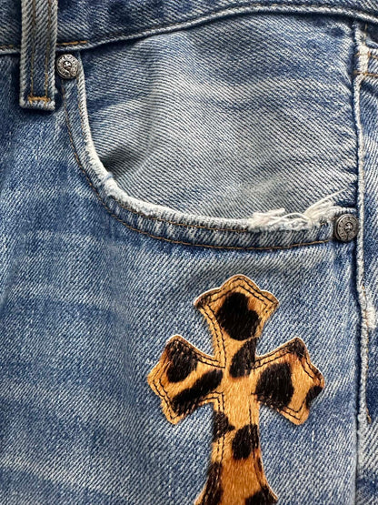 CHROME HEARTS LEOPARD PINK PATCH DENIM SIZE 32