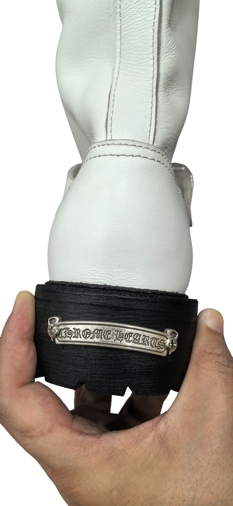 MILKY WHITE MUD BOOTS CHROME HEARTS