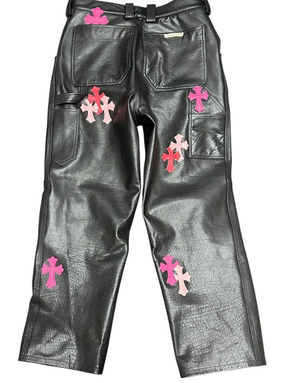 CHROME HEARTS LEATHER BIKER PANTS