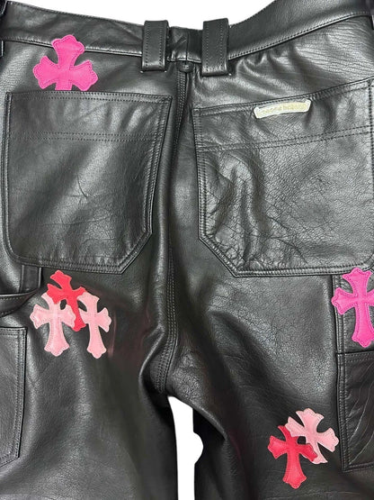 CHROME HEARTS LEATHER BIKER PANTS