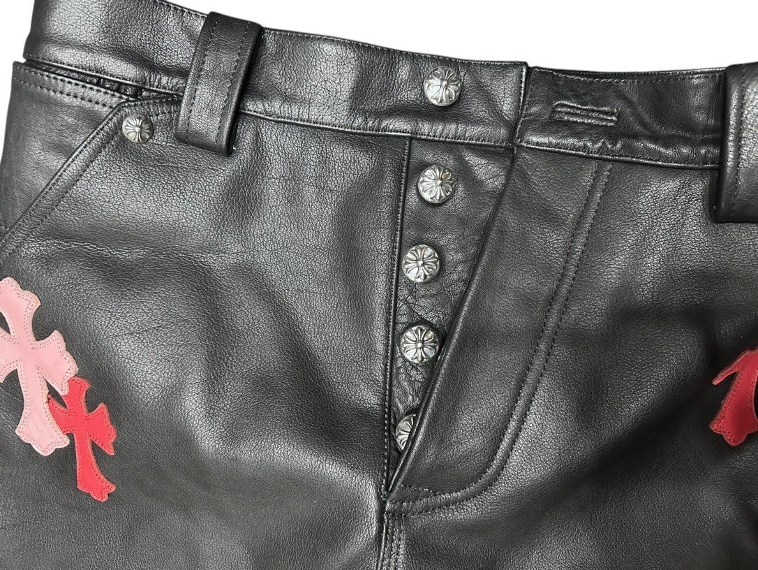 CHROME HEARTS LEATHER BIKER PANTS