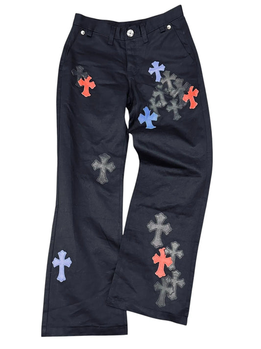 CHROME HEARTS BLACK CHINO PATCH PANTS