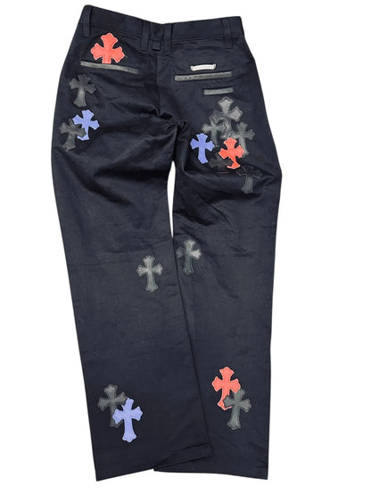 CHROME HEARTS BLACK CHINO PATCH PANTS