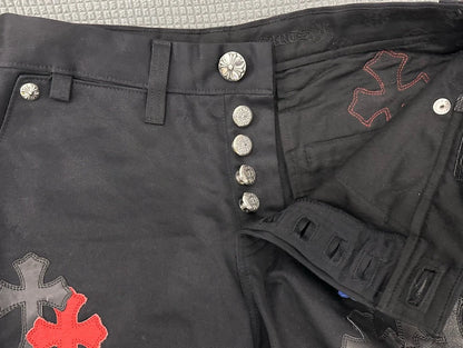 CHROME HEARTS BLACK CHINO PATCH PANTS