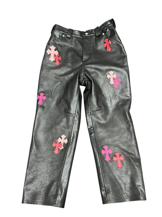CHROME HEARTS LEATHER BIKER PANTS